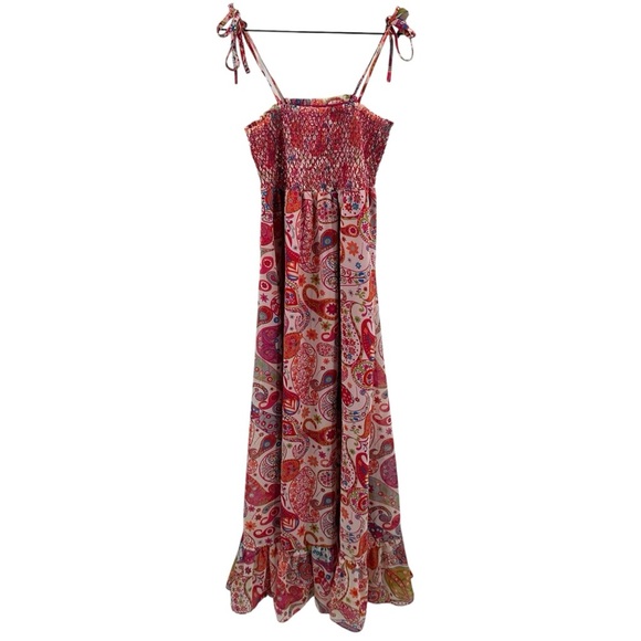 Liberty of London Target Women’s Pink Paisley Maxi Dress XS Sleeveless Smocked - Picture 1 of 12